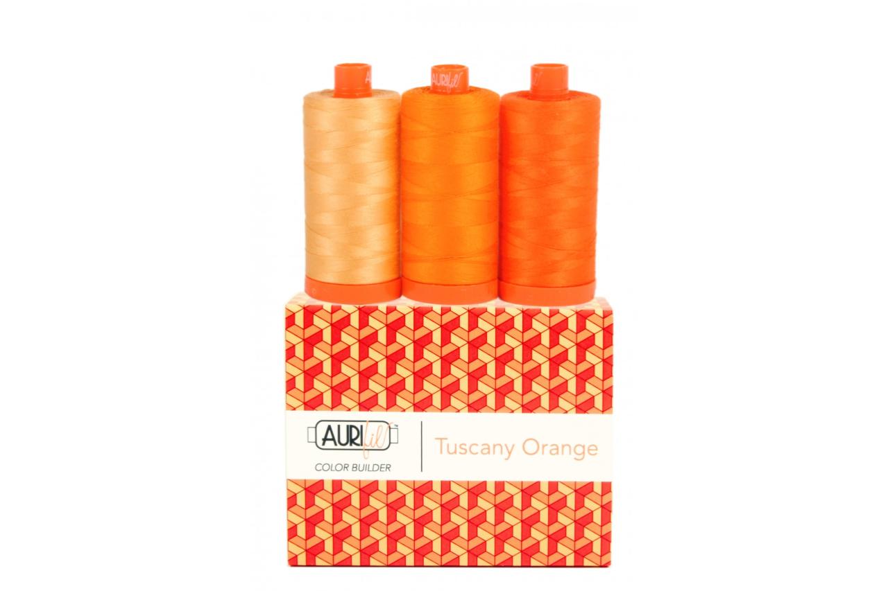Aurfil Thread Color Builder Collection, Tuscany Orange, set of 3