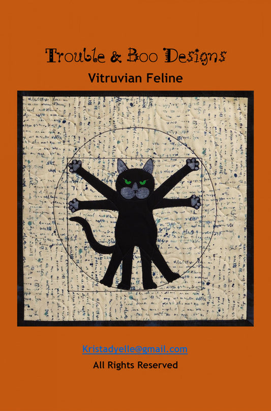 Vitruvian Feline Wall Hanging Pattern from Trouble & Boo Designs