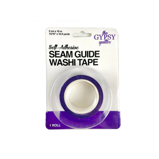 Packaged self-adhesive seam guide washi tape with 'The Gypsy Quilter' branding on a white background.