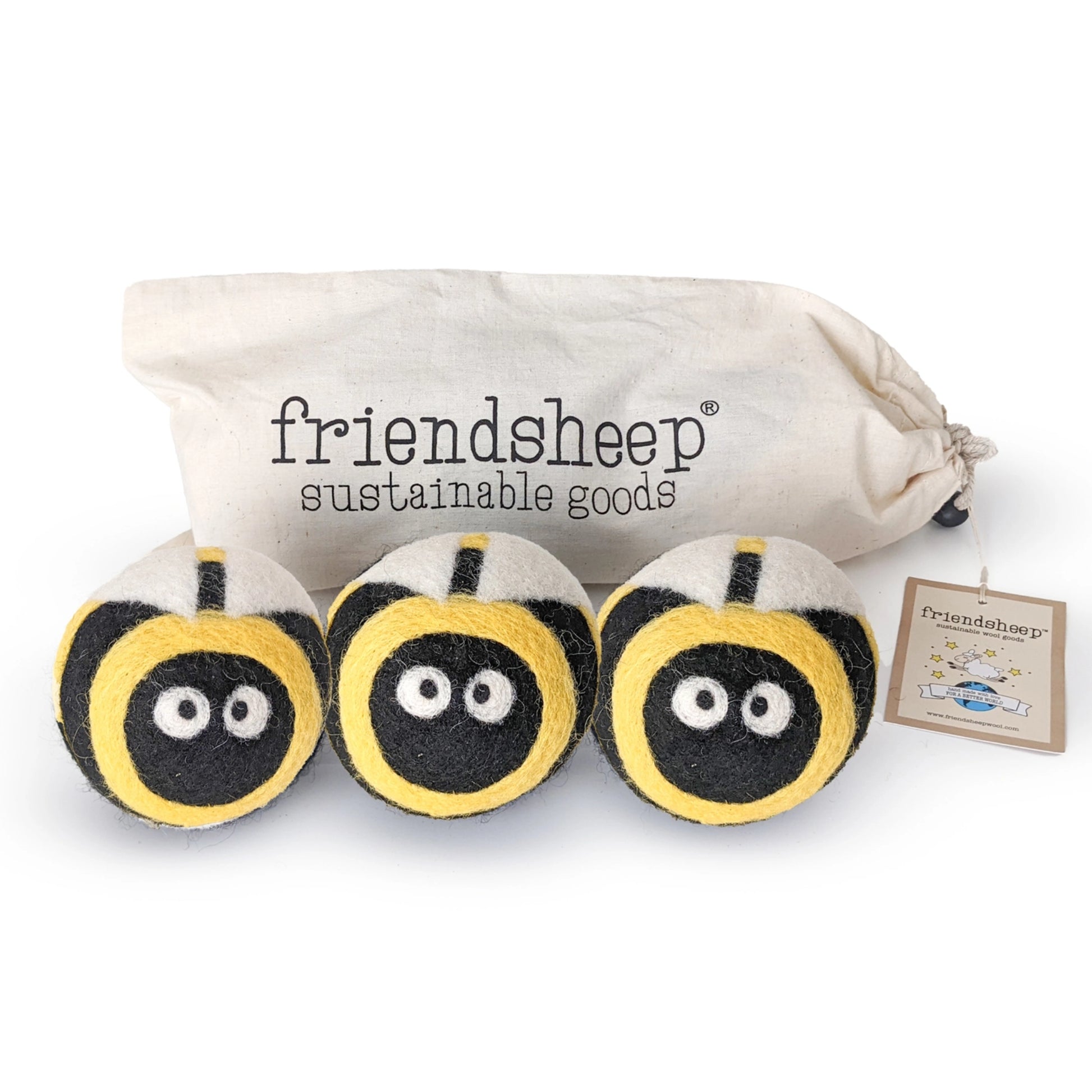 Bee Dryer Ball, set of 3 from Friendsheep