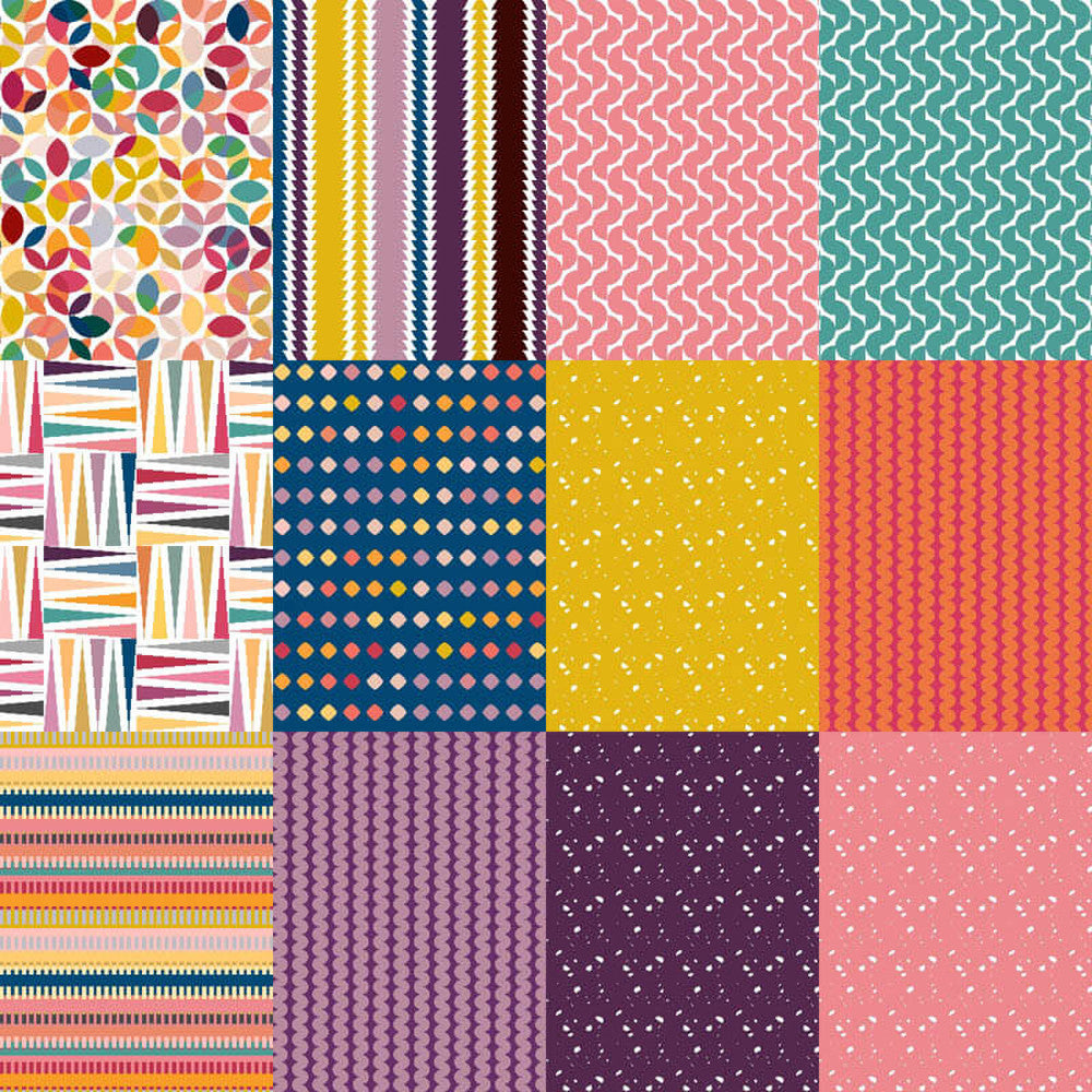 Color Notes Fat Quarter Bundle by RB Studios, fabric swatches