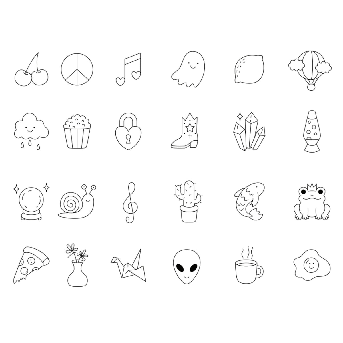 Variety of small doodled pictures 