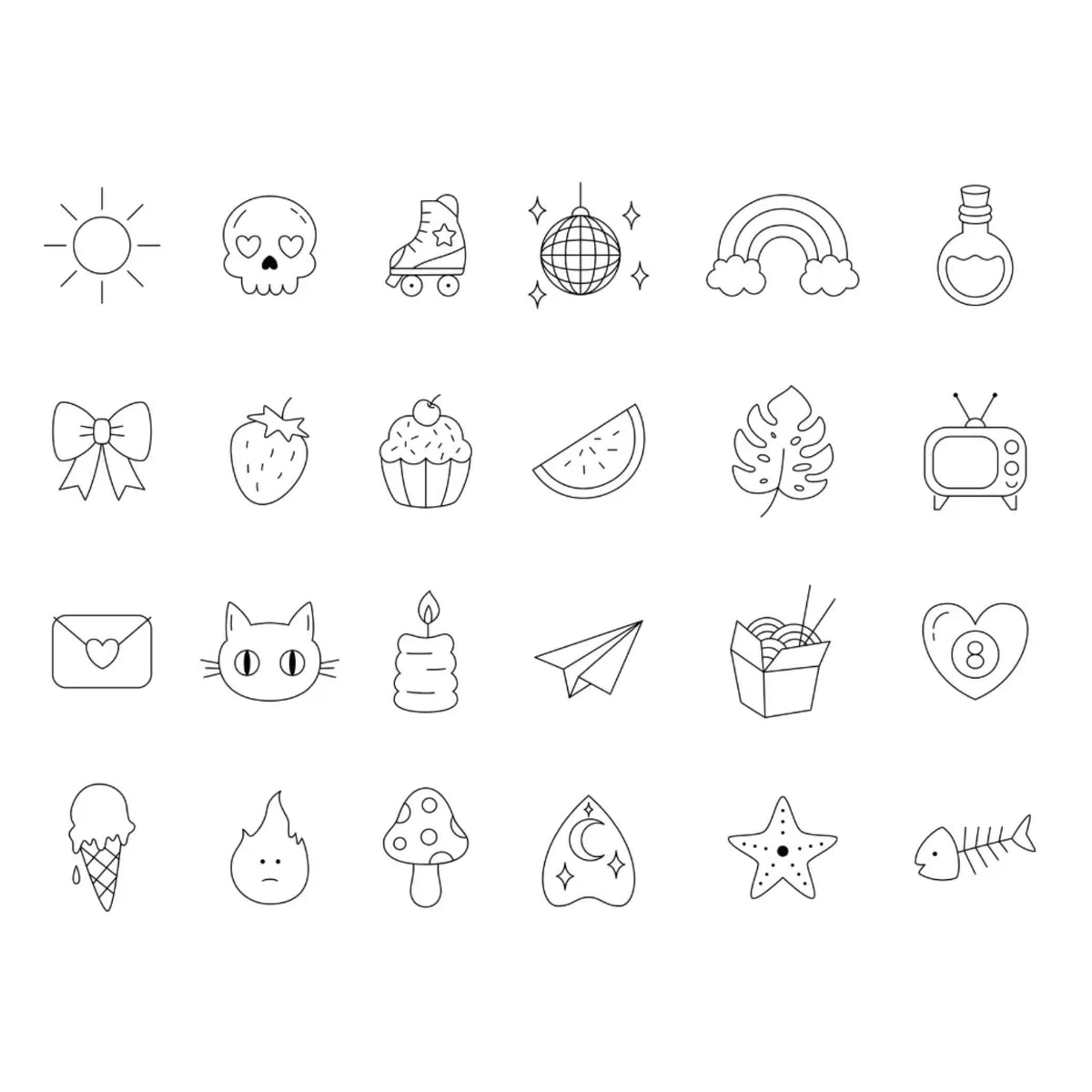 A variety of small doodles