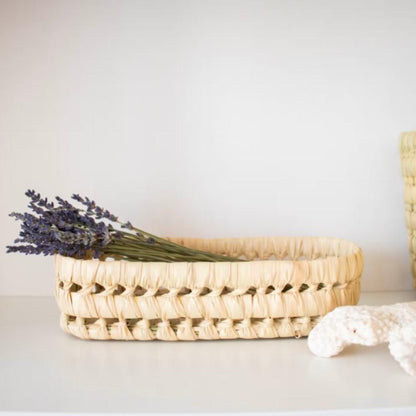 Palm Leaf Open Weave Basket, rectangle, by SOCCO Designs