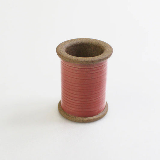 Pink Ceramic Spool Shaped Pin Holder
