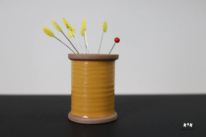Yellow Ceramic Spool Magnetic Pin Holder