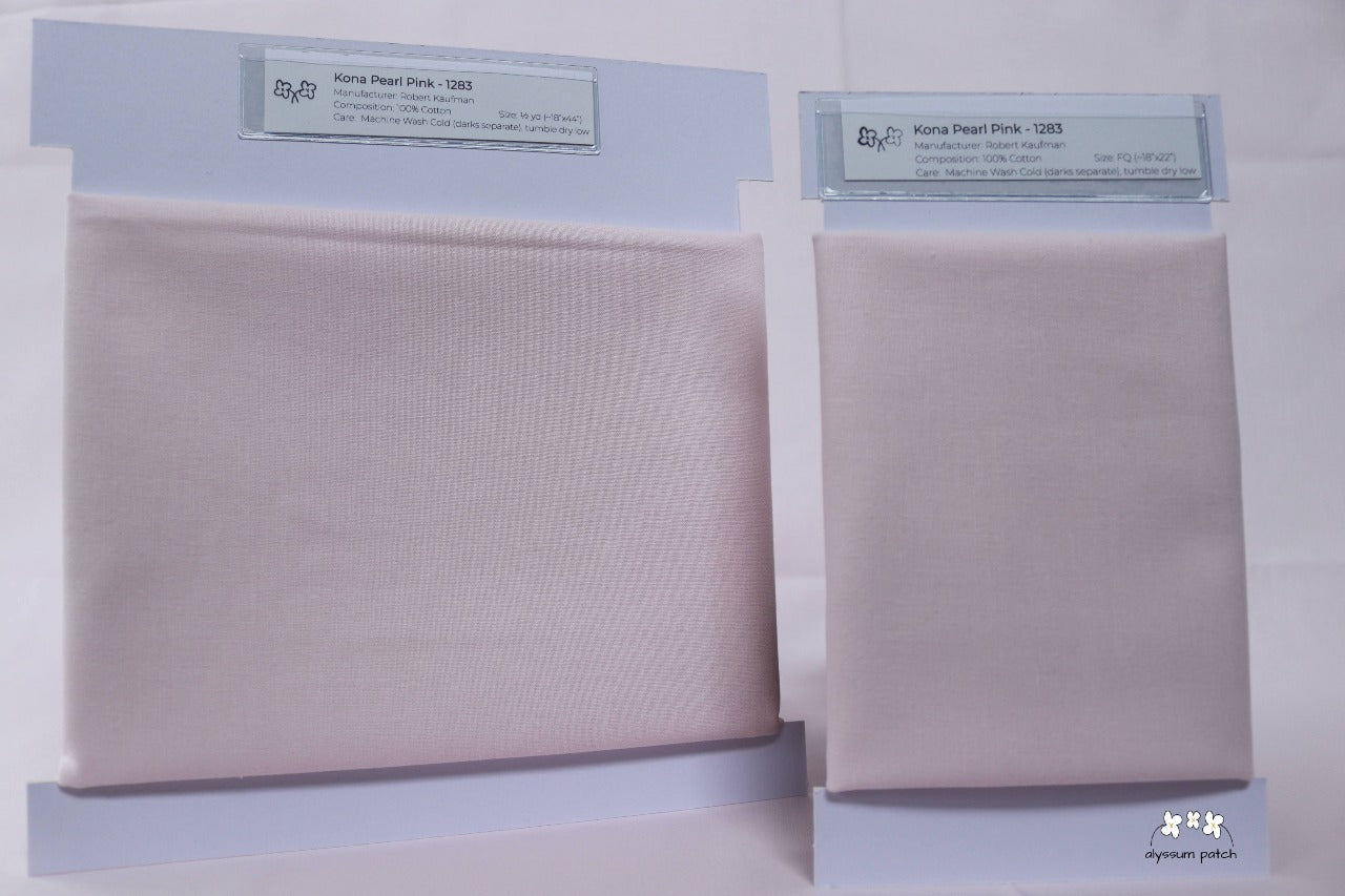 Kona Solids Pearl Pink precut fat quarter and half yard fabric wrapped on fabric winders