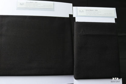 Kona Solids Black precut fat quarter and half yard fabric wrapped on fabric winders