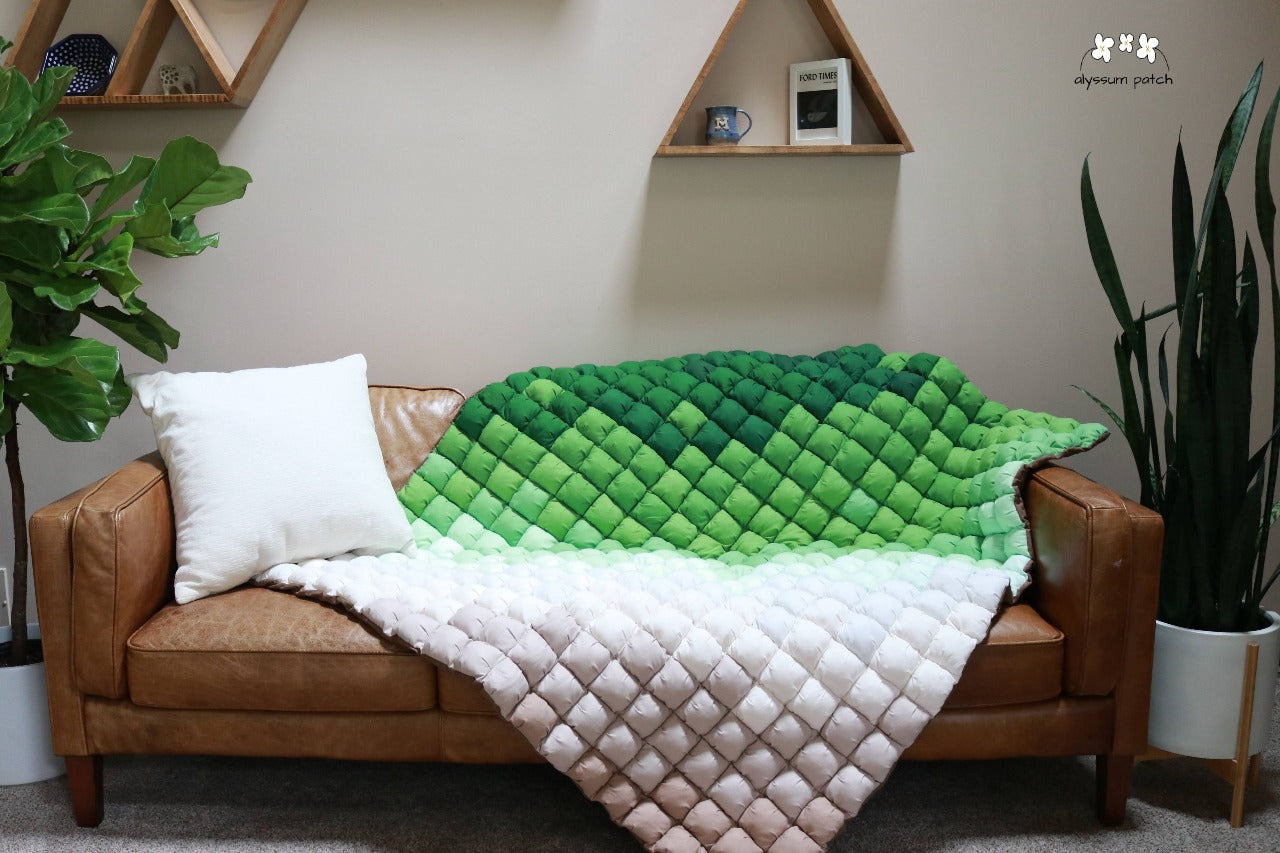 Patchwork Puff Quilt, Standard Size in Botanical