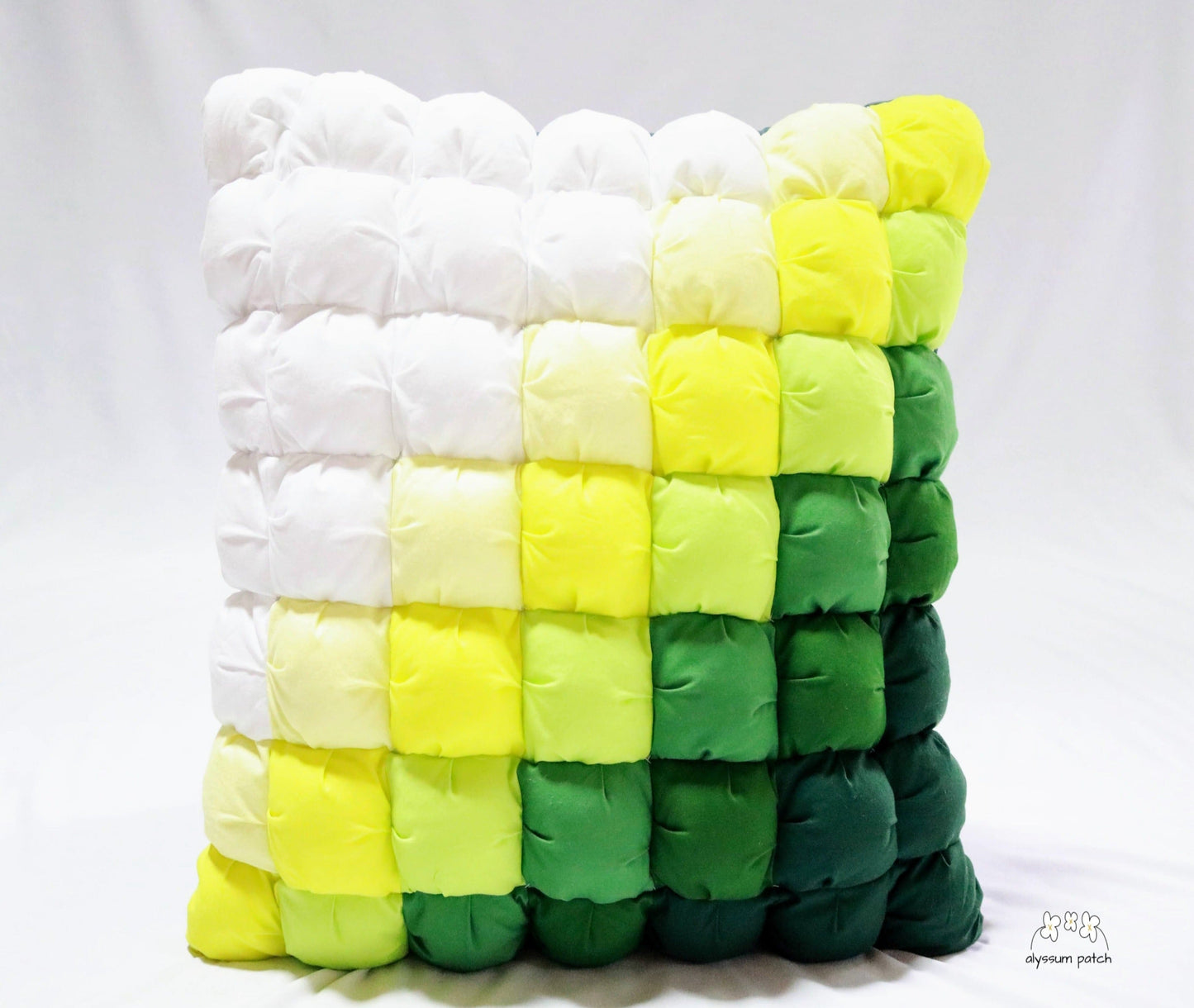 Patchwork Puff Throw Pillow in Citron