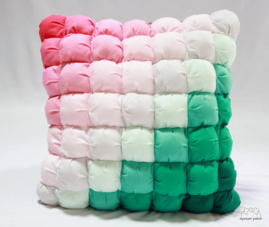 Patchwork Puff Throw Pillow in Melon