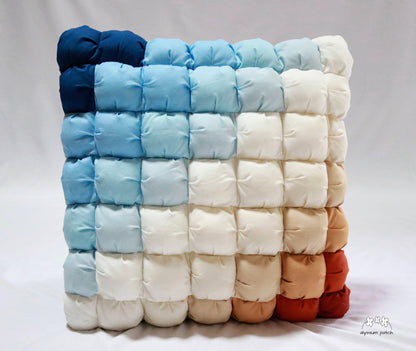 Patchwork Puff Throw Pillow in Sandalwood